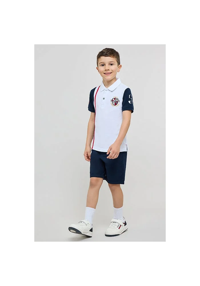 أر أند بي Solid Chino Shorts with Button Closure