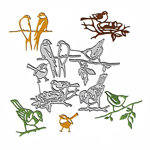 NVZBL 6pcs Birds Nest Animal Cutting Dies, Leaves Tree Branch Die Cuts Metal Embossing Stencils Template Mould for Card Scrapbooking and DIY Craft Album Paper Card Decor - Image 1