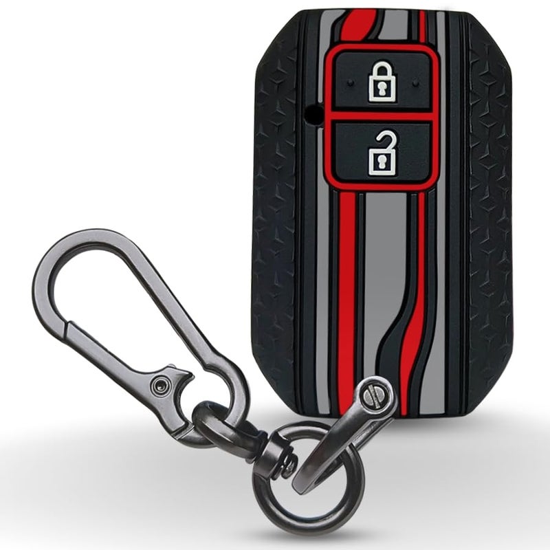 KEYCEPT Tristar Key Cover for Suzuki Swift, Dzire, Ertiga, Grand Vitara, Brezza, Fronx, Jimny, Ignis, Urban Cruiser, Rumion, Hyryder, E-Vitara 2 Button Smart Key with Keychain. (Type 1, Black) - Image 1