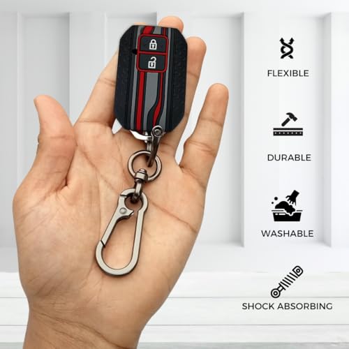 KEYCEPT Tristar Key Cover for Suzuki Swift, Dzire, Ertiga, Grand Vitara, Brezza, Fronx, Jimny, Ignis, Urban Cruiser, Rumion, Hyryder, E-Vitara 2 Button Smart Key with Keychain. (Type 1, Black) - Image 5