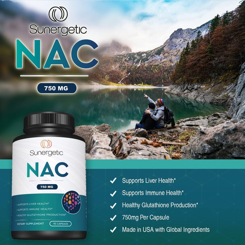 Sunergetic Premium NAC Supplement NAcetyl Cysteine  750mg Per Capsule  Supports Liver Detox Immune Cellular  Respiratory Health  90 N Acetyl Cysteine Capsules - Image 4