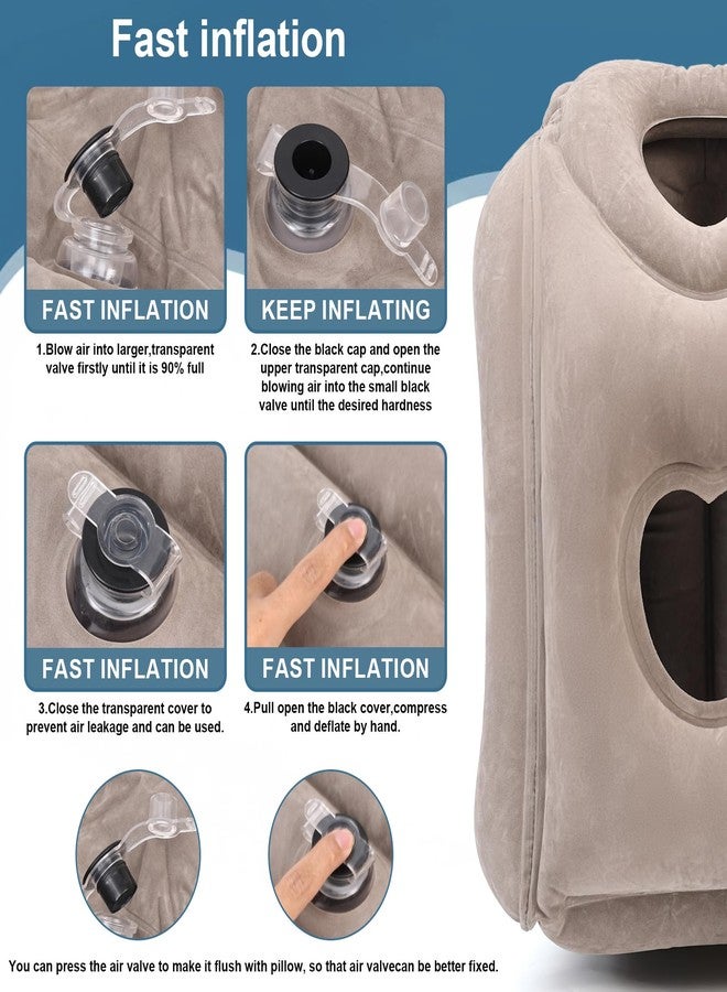 Kimiandy Upgraded Inflatable Travel Air Pillow for Sleeping to Avoid Neck and Shoulder Pain,21" H*12.6" W (Dark Grey, 21 x 12.6 x 12.6 inches) - Image 4