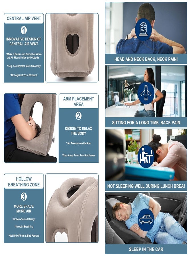 Kimiandy Upgraded Inflatable Travel Air Pillow for Sleeping to Avoid Neck and Shoulder Pain,21" H*12.6" W (Dark Grey, 21 x 12.6 x 12.6 inches) - Image 3