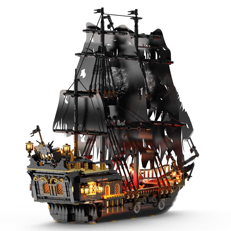 Brihappen Pirate Ship Model Building Set for Adults Boys Girls Black Pearl Ship Model with Light Sail Boat Construction Toys Collectible Display Home Office Decor Birthday Gifts1713 Pieces - Image 2