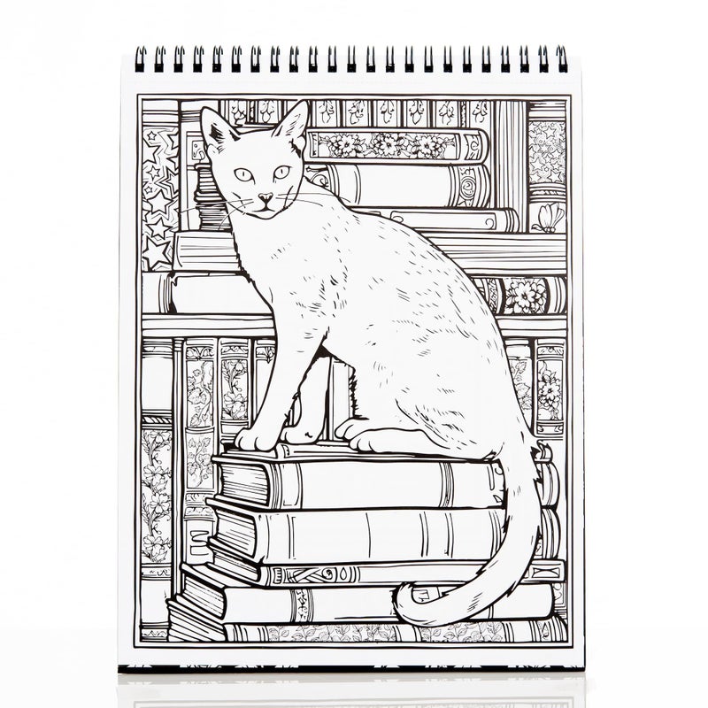 ConQuest Journals Waiting for the Night Coloring Book, Bookish-Themed Gothic-Inspired Color Pages, 30 Perforated Premium 160 gsm Paper Sheets, Top-Spiral, Durable Board-Wrapped Bookboard, 8'' x 10.5'' - Image 5