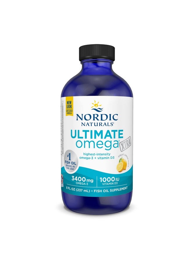 NORDIC NATURALS Nordic Naturals Ultimate Omega Xtra Liquid, Lemon Flavor - 8 oz - 3400 mg Omega-3 + 1000 IU Vitamin D3 - Omega-3 Fish Oil - EPA & DHA - Brain, Heart, Joint, & Immune Health - Non-GMO - 48 Servings  - Image 1