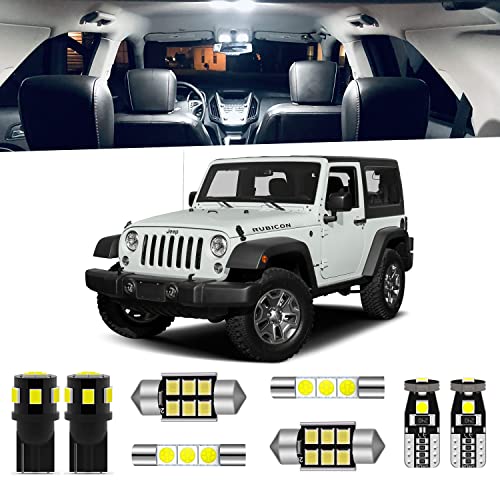 ENDPAGE 7-Pieces Wrangler Interior LED Light Kit for 2007-2018 Jeep Wrangler JK 2-Door White 6000K Interior LED Lighting Package+ License Plate Lights, Install Tool - Image 1