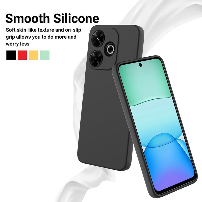 HuHa Case Cover For Redmi 13x 4G Solid Color Liquid Silicone Dropproof Full Coverage Phone Case(Black) - Image 3