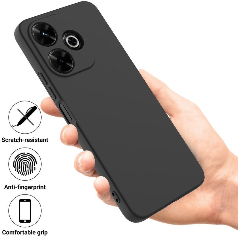 HuHa Case Cover For Redmi 13x 4G Solid Color Liquid Silicone Dropproof Full Coverage Phone Case(Black) - Image 2