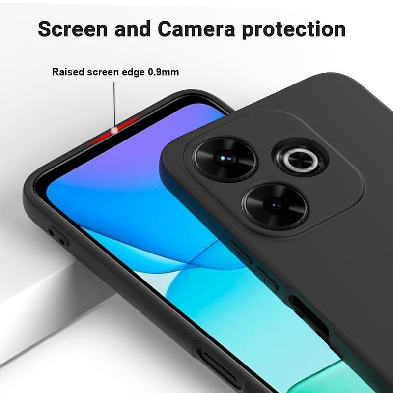HuHa Case Cover For Redmi 13x 4G Solid Color Liquid Silicone Dropproof Full Coverage Phone Case(Black) - Image 4