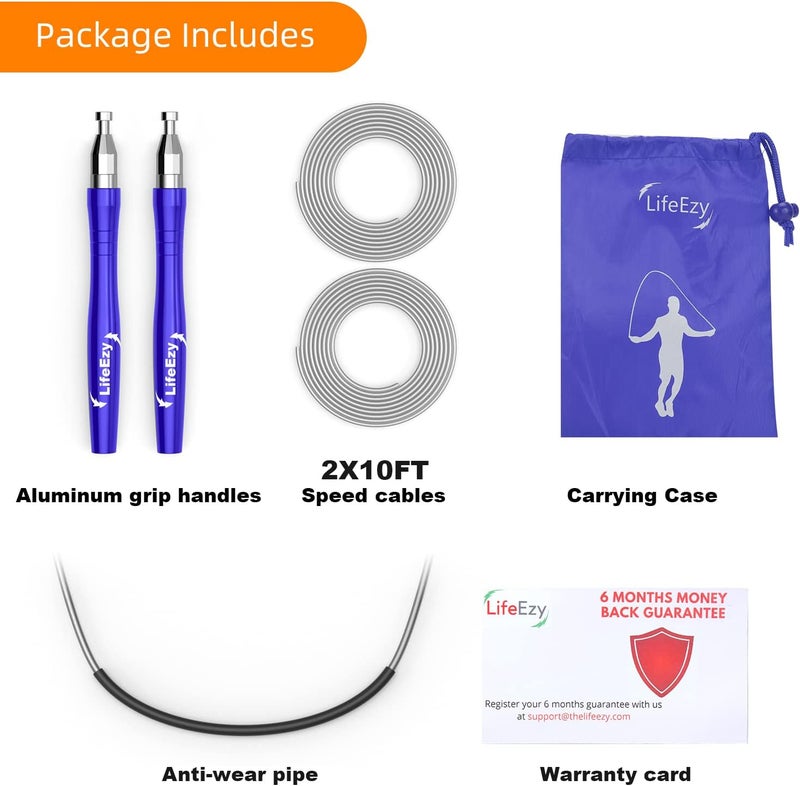 LIFEEZY Jump Rope, High Speed Weighted Jump Rope - Premium Quality Tangle-Free - Self-Locking Screw-Free Design - Jump Ropes for Fitness - Skipping Rope for Workout Fitness, Crossfit & Home Exercises - Image 2