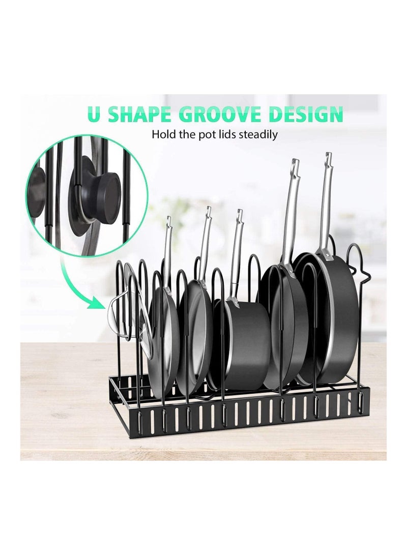 BLOOMING TIME Easy Adjustable 8 Layer U Shape Metal Pot Pan Organizer Rack (Black) - Image 3