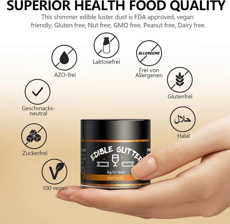 Edible Glitter 10 Colors Set - Non-Toxic Sprinkles for Drinks, Cakes, and Baking - Image 3