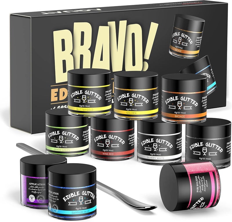 Edible Glitter 10 Colors Set - Non-Toxic Sprinkles for Drinks, Cakes, and Baking - Image 1