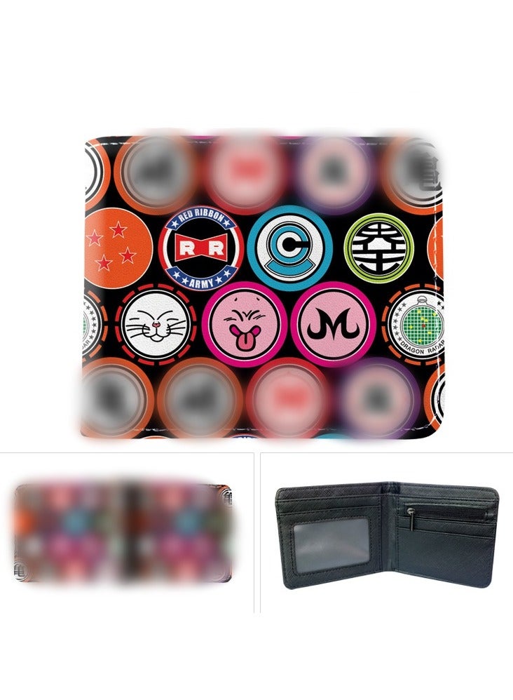 KUYING Anime Dragon Ball Short PU Leather Folding Wallet Large Capacity Storage Card Bag 