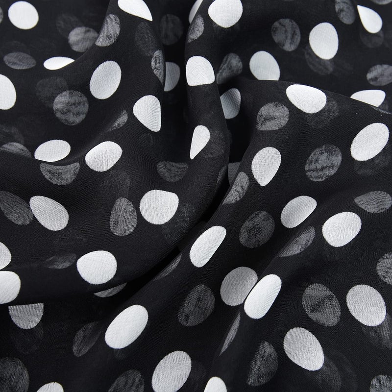 E-Clover 1950s Chiffon Scarf Long Polka Dot Scarfs Vintage 50s Sheer Neck Head Scarves Shawl for Women Black White Mothers Day Gifts - Image 4