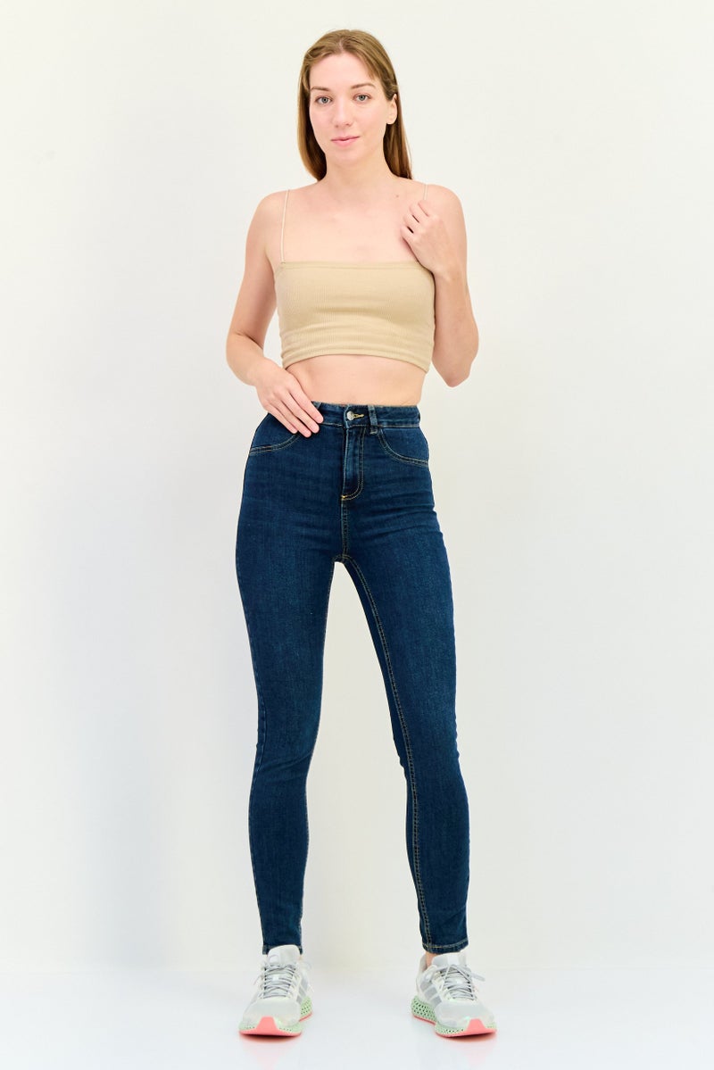 Reserved Women Regular Fit Washed Stretchable Denim Jeans, Blue - Image 2