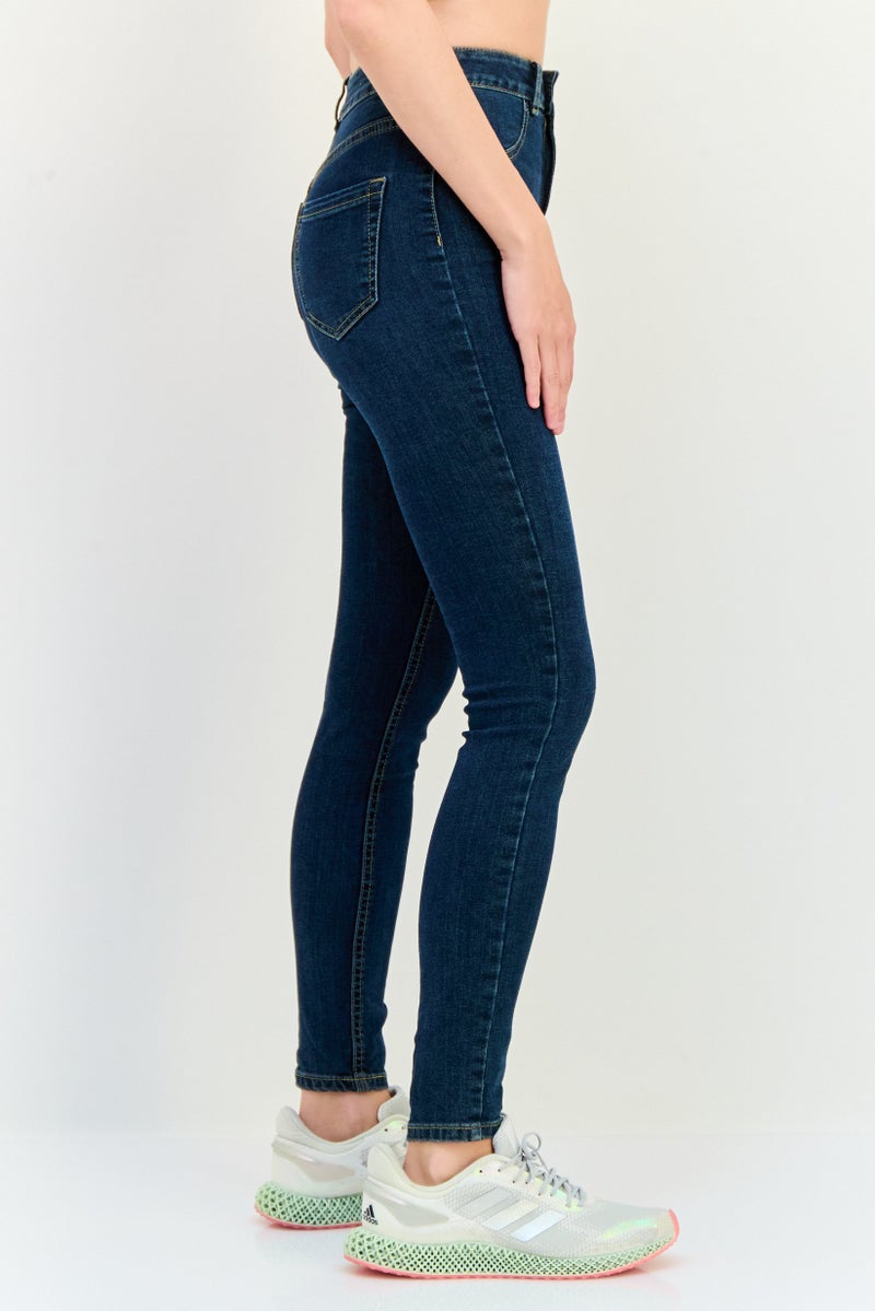 Reserved Women Regular Fit Washed Stretchable Denim Jeans, Blue - Image 3