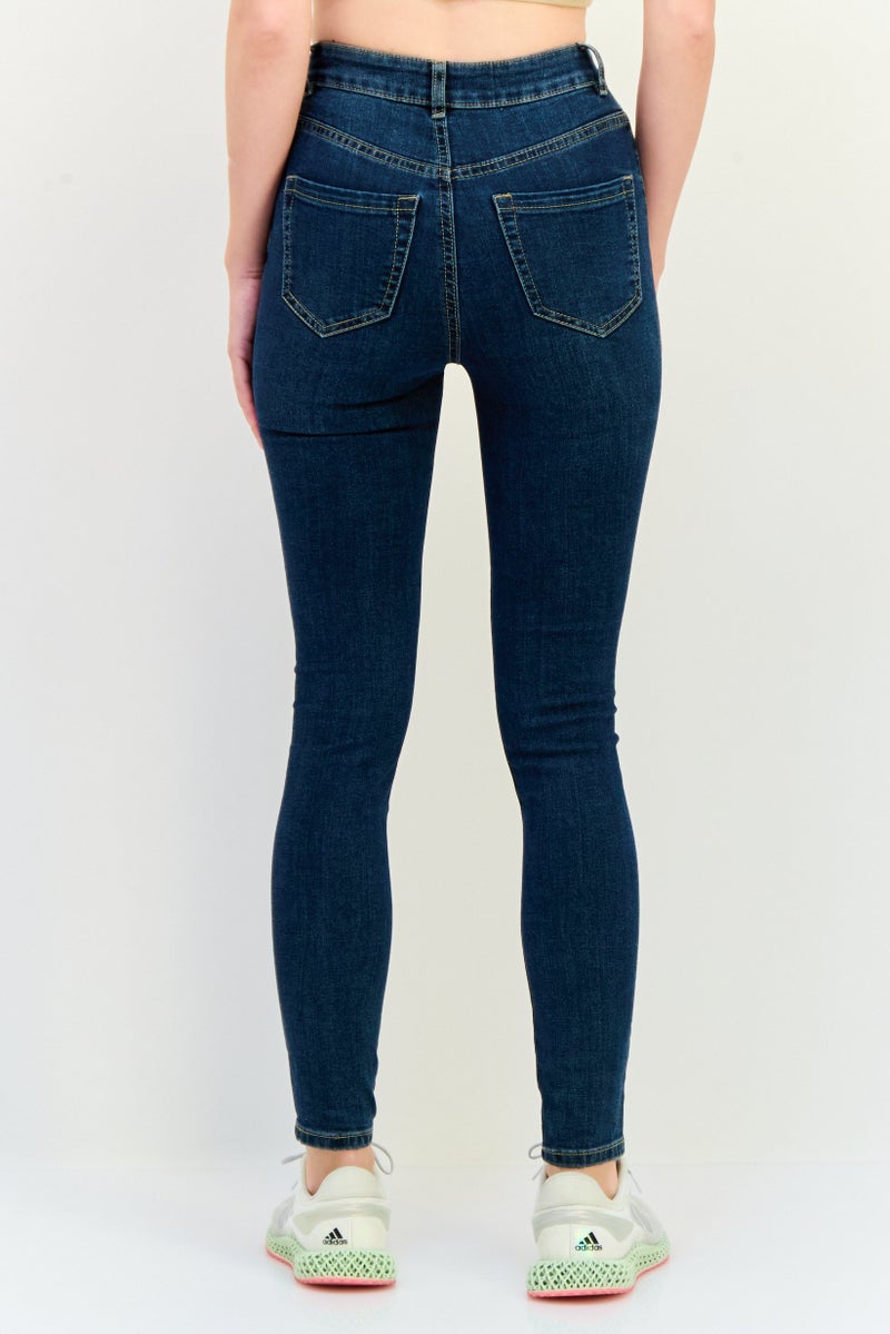 Reserved Women Regular Fit Washed Stretchable Denim Jeans, Blue - Image 4