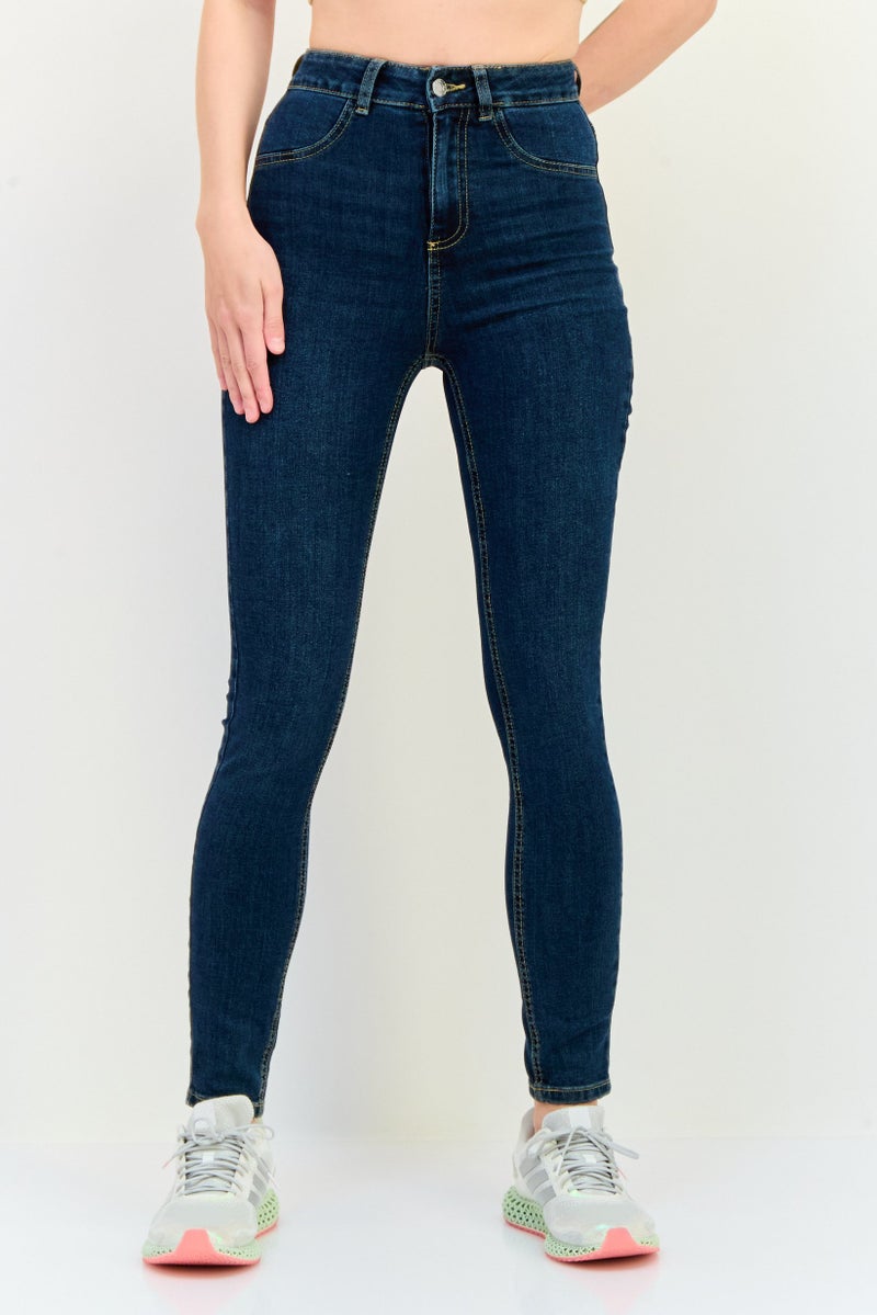 Reserved Women Regular Fit Washed Stretchable Denim Jeans, Blue - Image 1