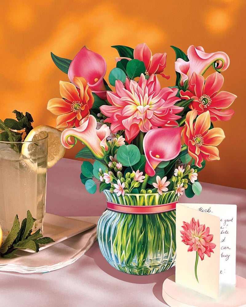Freshcut Paper Pop Up Cards, Dear Dahlia, 12 Inch Life Sized Forever Flower Bouquet 3D Popup Greeting Card, Birthday Cards, Thank You Card, Blank Notecard & Envelope - Image 5