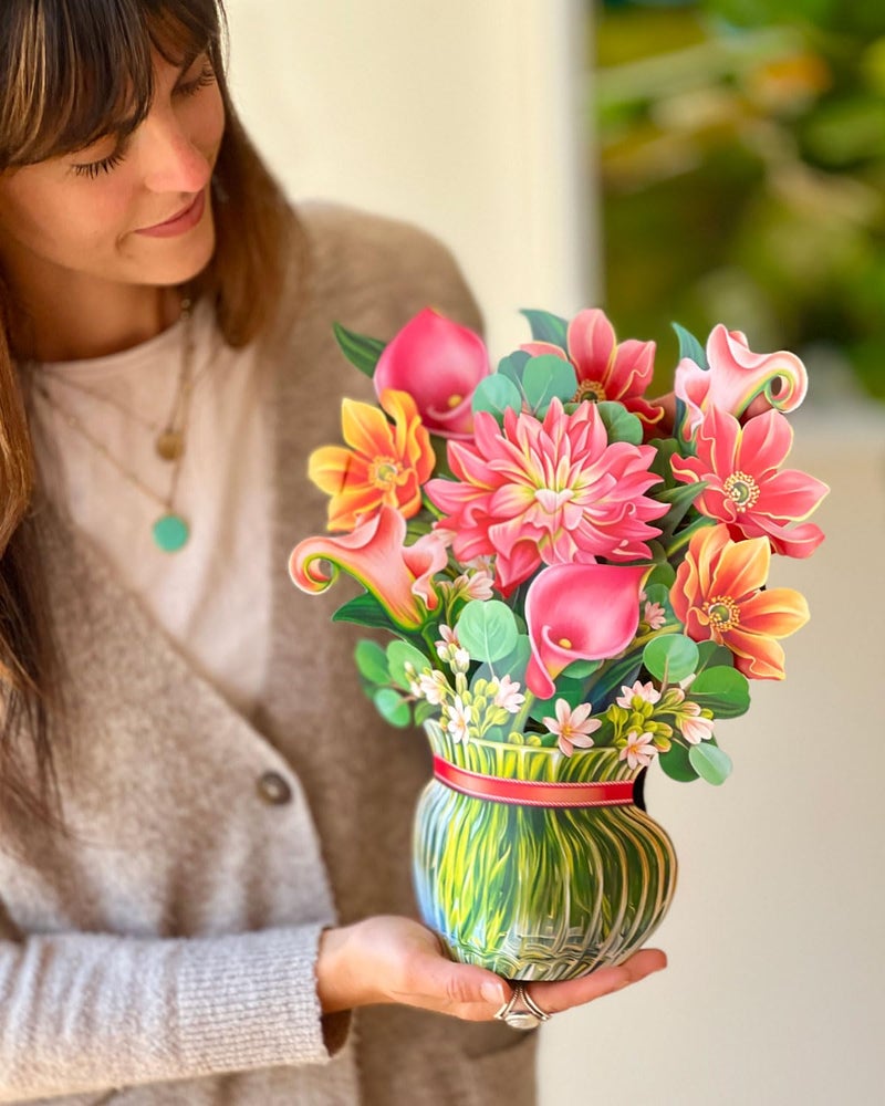 Freshcut Paper Pop Up Cards, Dear Dahlia, 12 Inch Life Sized Forever Flower Bouquet 3D Popup Greeting Card, Birthday Cards, Thank You Card, Blank Notecard & Envelope - Image 2