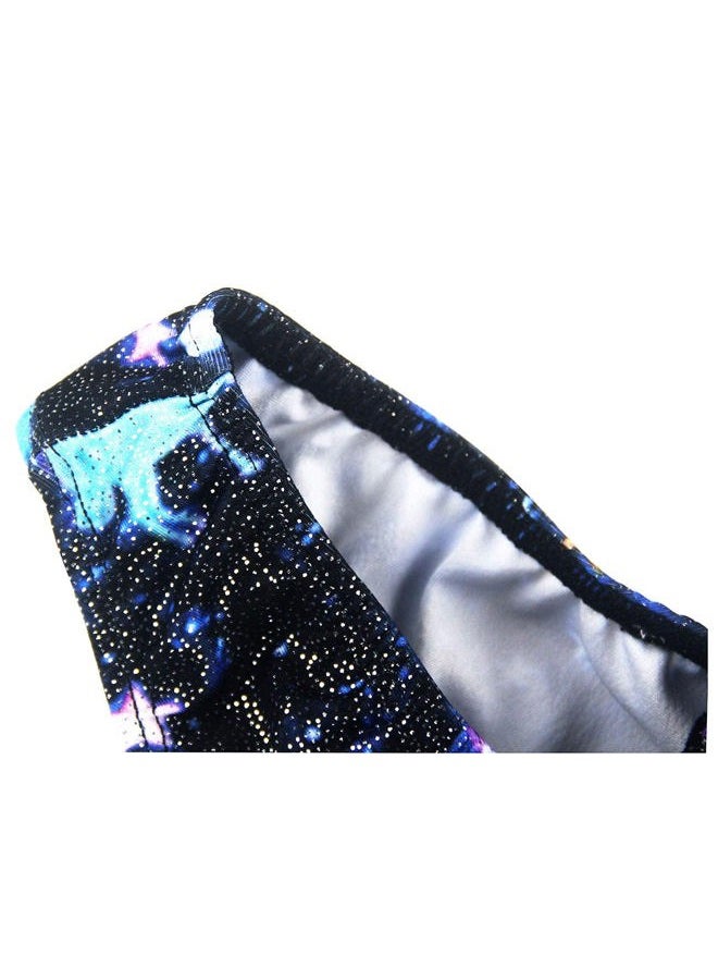 TENVDA Gymnastics Leotards for Girls 5-6 Years Old Sparkly Blue Starry Sky Sleeveless Biketard Tumbling Unitard - Image 5