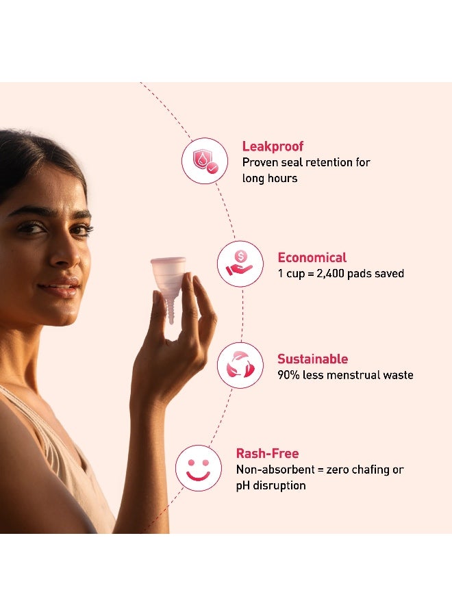 Sirona Reusable Menstrual Cup for Women with Pouch, Medium - Image 5