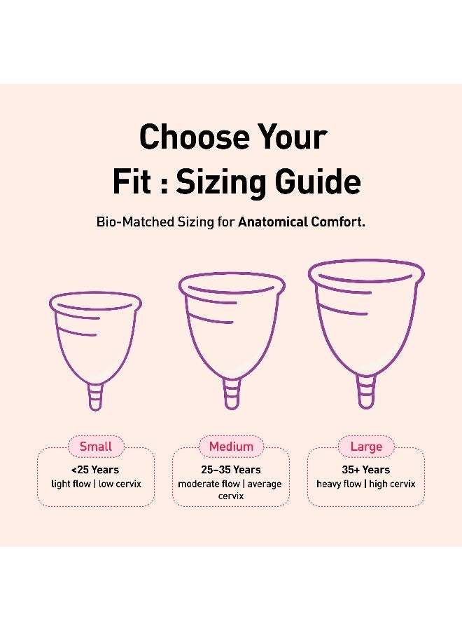 Sirona Reusable Menstrual Cup for Women with Pouch, Medium - Image 3