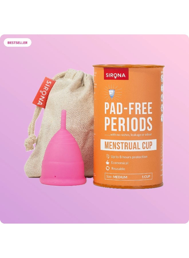 Sirona Reusable Menstrual Cup for Women with Pouch, Medium - Image 2