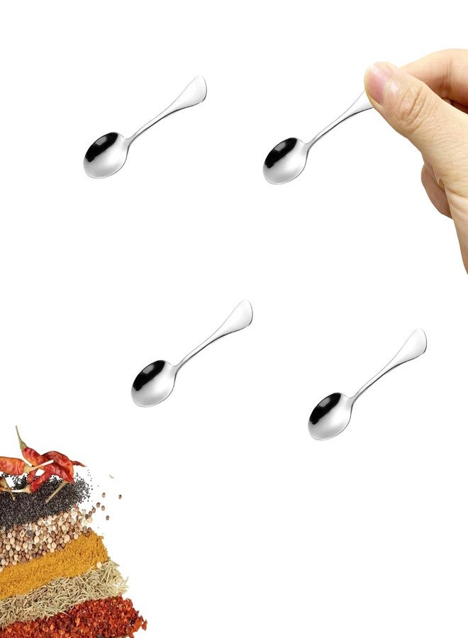 Asanta 4 PCS Tiny Stainless Steel Spoons, [Upgraded Larger Size, 3.54"] Mini Spoons for Spices Jars, Small Condiment Spoon for Spices, Salt, Sugar, Pepper, Honey - Image 1