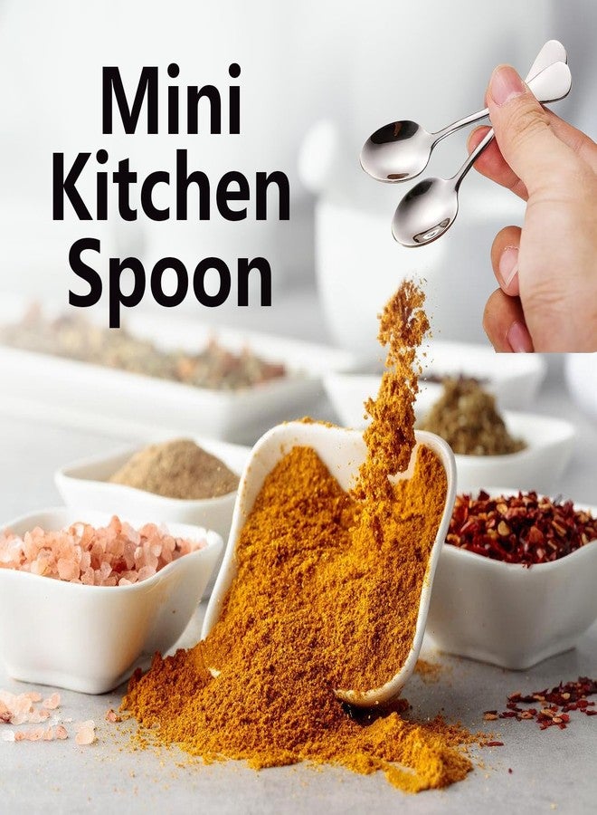 Asanta 4 PCS Tiny Stainless Steel Spoons, [Upgraded Larger Size, 3.54"] Mini Spoons for Spices Jars, Small Condiment Spoon for Spices, Salt, Sugar, Pepper, Honey - Image 5