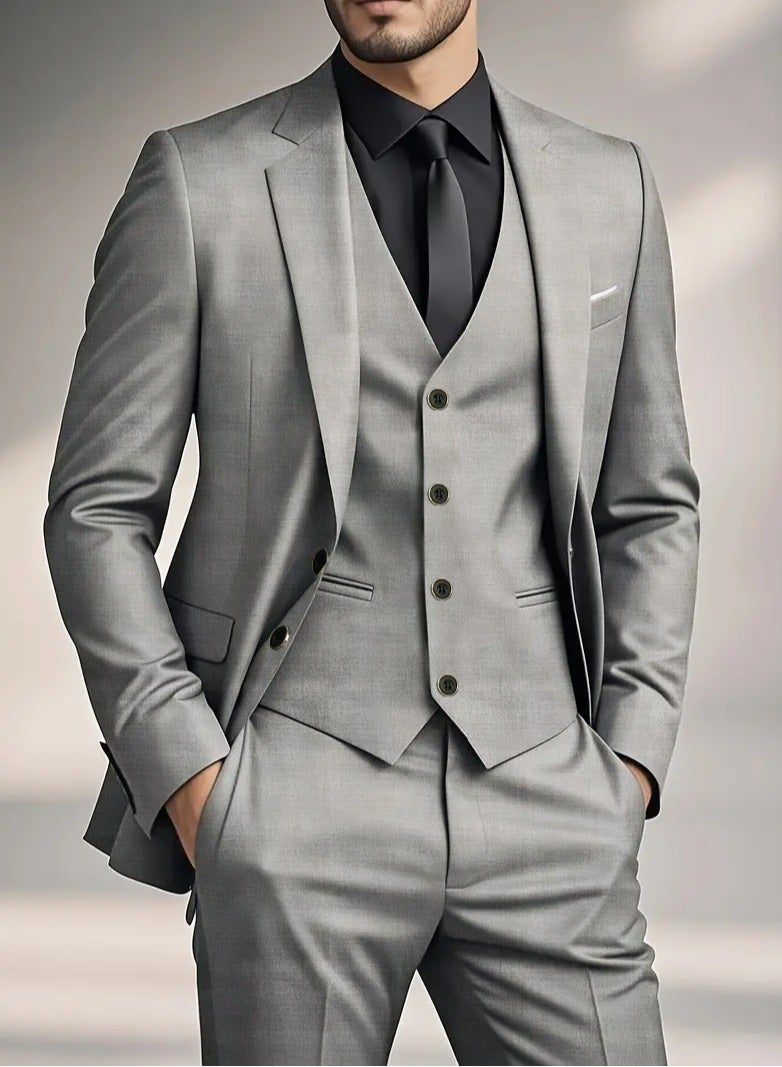 Breathable Grey Prayer Ready Suit - Swiss Tech Anti-Static, Adjustable Waist Vest & Cool-Touch Lining - Image 1