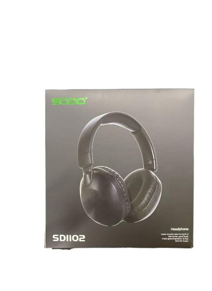 ماركة غير محددة - سماعة رأس لاسلكية Sodo SD 1102 ، بلوتوث V5.3 مع ميكروفون خارجي و تدعم بطاقة SD، فوق الأذن، اسود - Image 1
