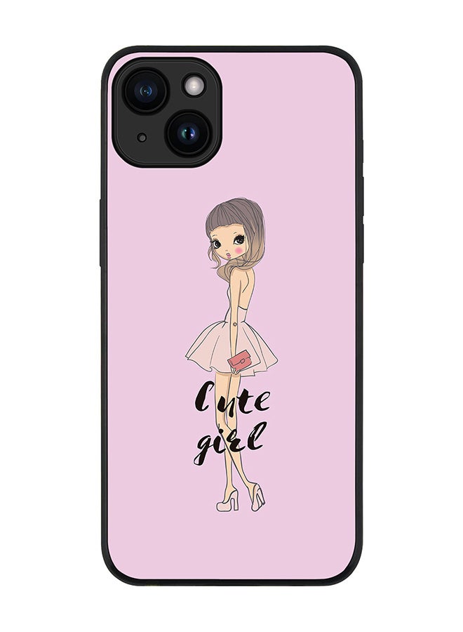 Stylizedd Cover for iPhone 15 Plus Case Rugged Black Slim fit Soft Flexible Anti Drop TPU Gel Thin Protective Phone Cases - Coy Cute Girl - Image 1