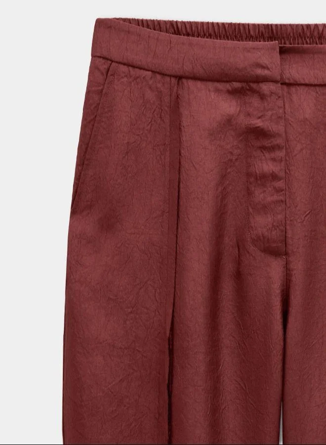 PARFOIS Red Trousers with crinkled effect for Women | Best Price UAE