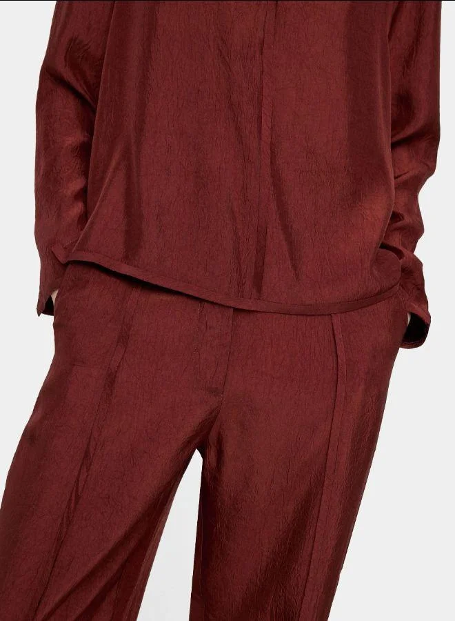PARFOIS Red Trousers with crinkled effect for Women | Best Price UAE