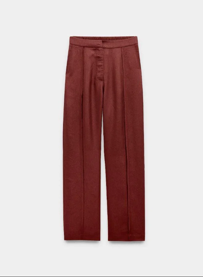 PARFOIS Red Trousers with crinkled effect for Women | Best Price UAE