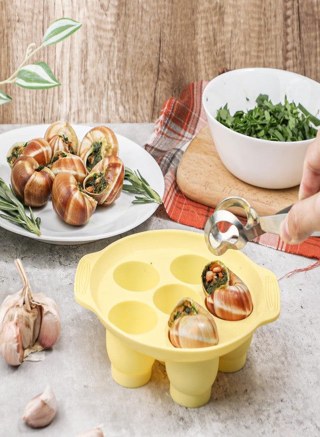 Koluti 6 Holes Nonstick Silicone Escargot Baking Dish，2-Pack Oven Safe French Snail Plates with Double-handle, 6.7 Inch Seafood Mushroom Serving Dishes for Dinner, Kitchen, Restaurant, Party - Image 3