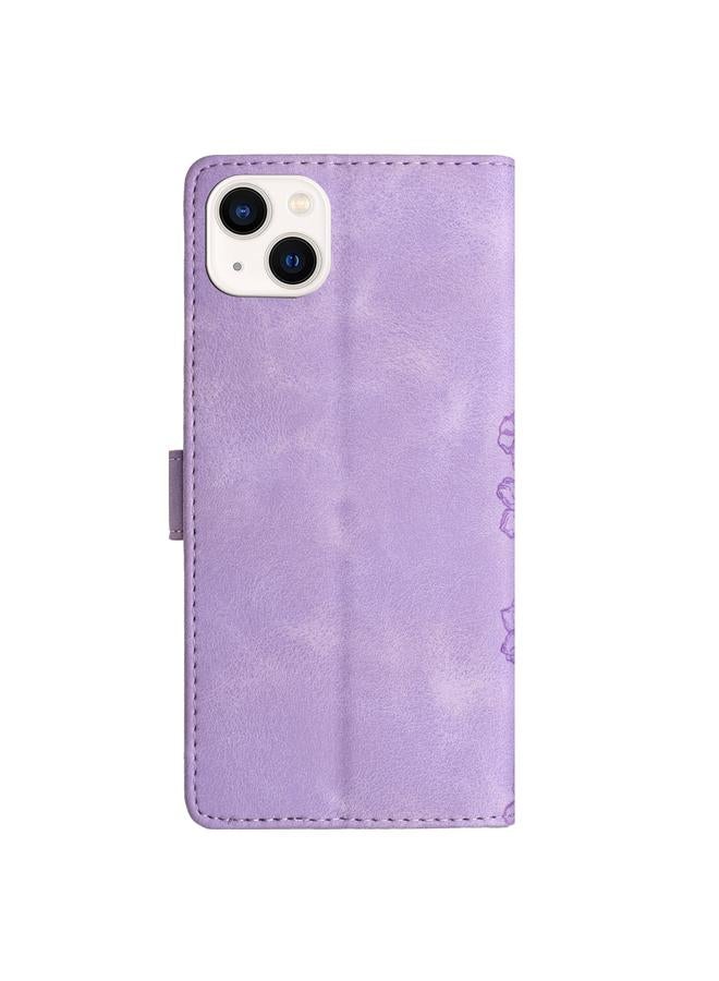 اس-توب جراب لهاتف iPhone 15 Plus مصنوع من مادة البولي يوريثان المنقوشة بنقشة زهور الكرز والفراشات - Image 3