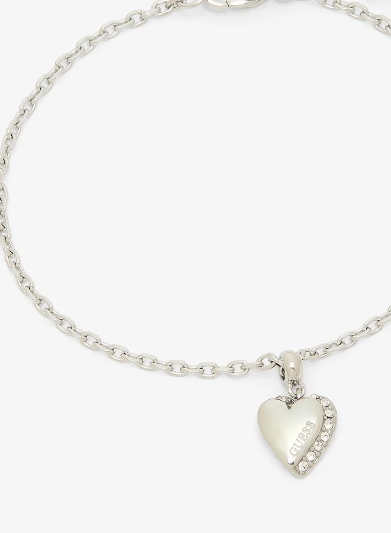 GUESS Heart Charm Chain Bracelet