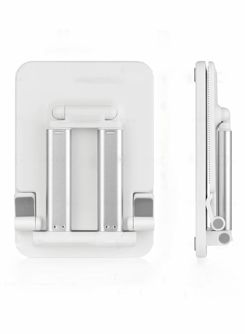Captaintech Tablet Holder Dual Tube Foldable Adjustable Multi-Angle Universal Tablet Holder Extremely Stable (Pearl White) - Image 1