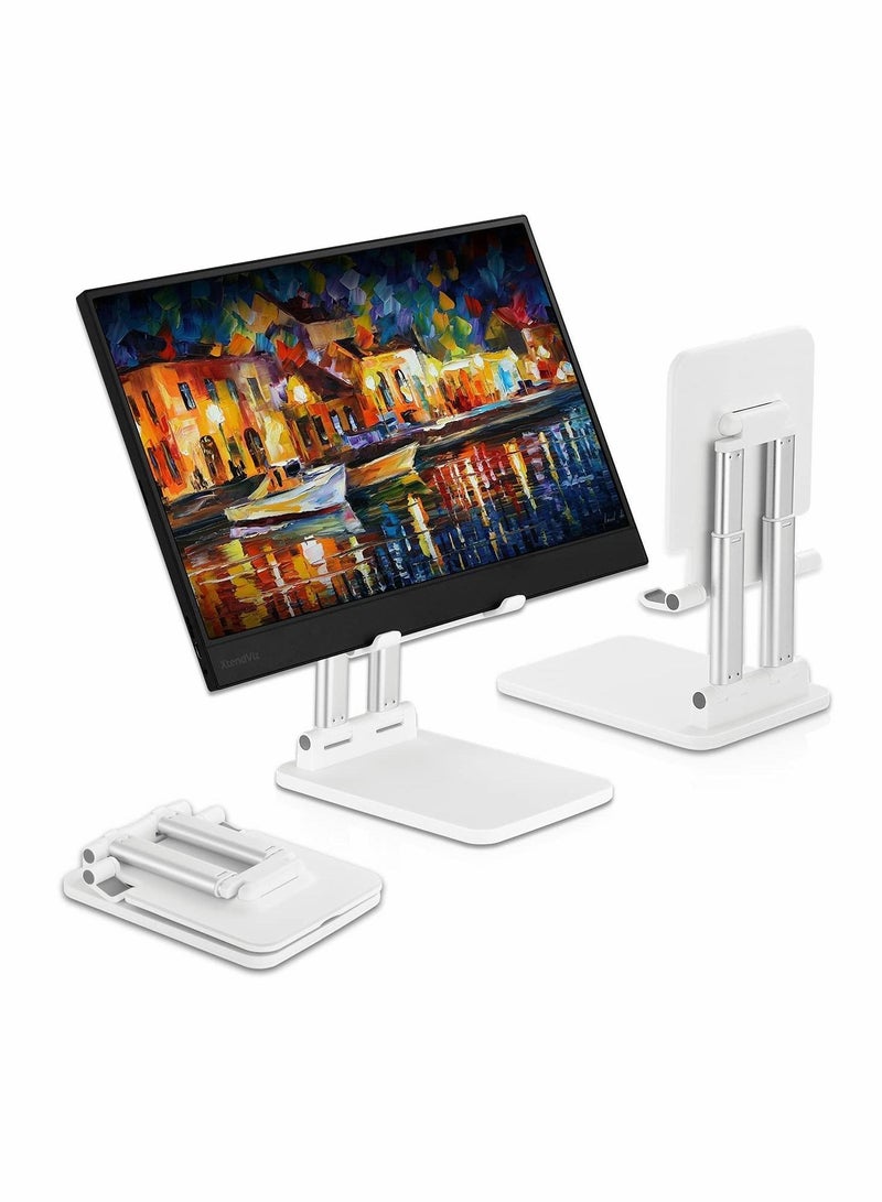 Captaintech Tablet Holder Dual Tube Foldable Adjustable Multi-Angle Universal Tablet Holder Extremely Stable (Pearl White) - Image 4