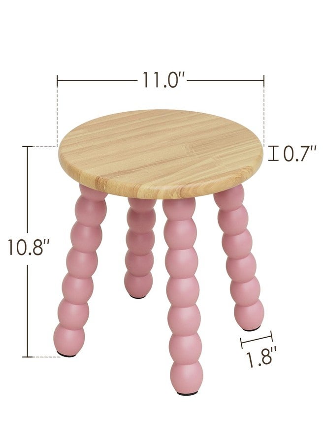 Masupu Solid Wooden Step Stool for Adults Kids, 11 inch Small Foot Stool, Non-Slip One Step Stool, Sturdy Foot Stool for Bathroom, Bedroom, Kichen, Plant Stand(Natural and Pink) - Image 5
