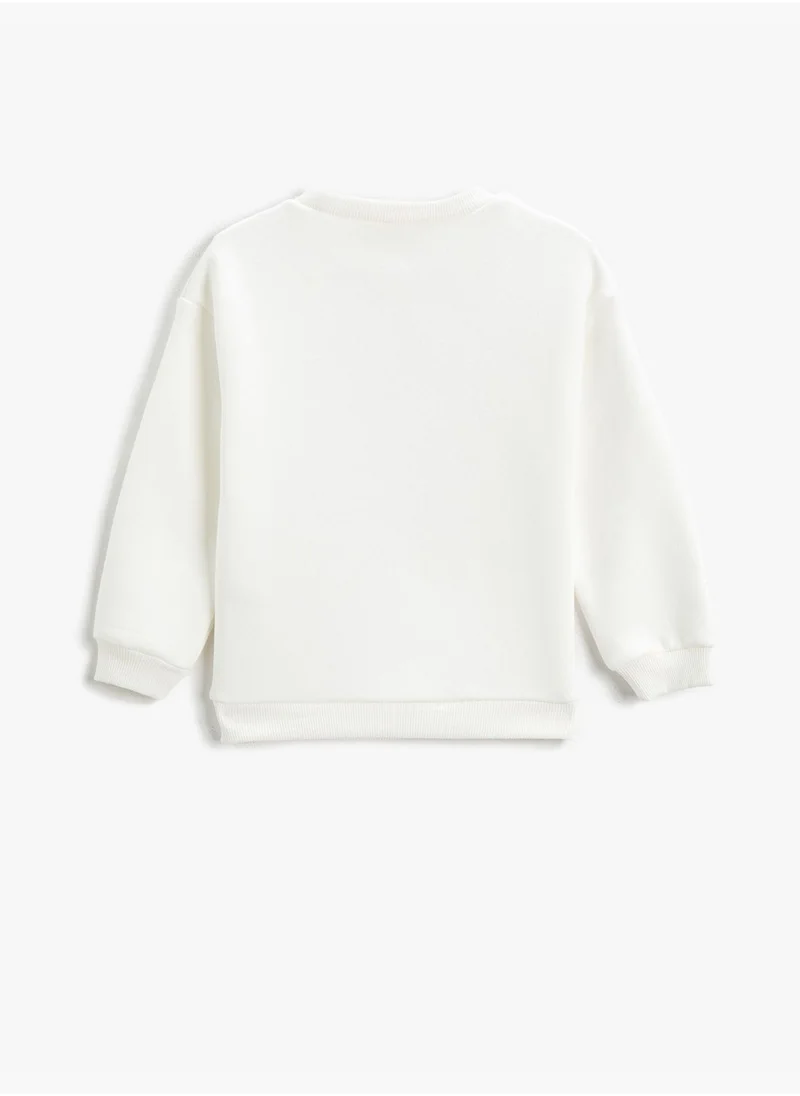 كوتون Reversible Sequin Detail Sweatshirt Crew Neck Long Sleeve