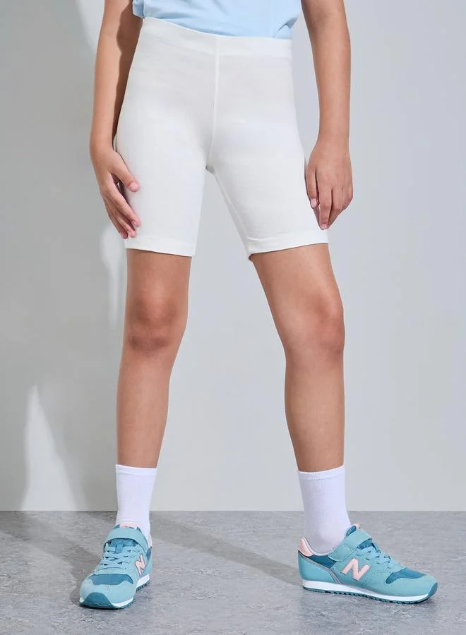 ستايلي Teen Girls Pack of 2 - Off White Cotton Cycling Shorts