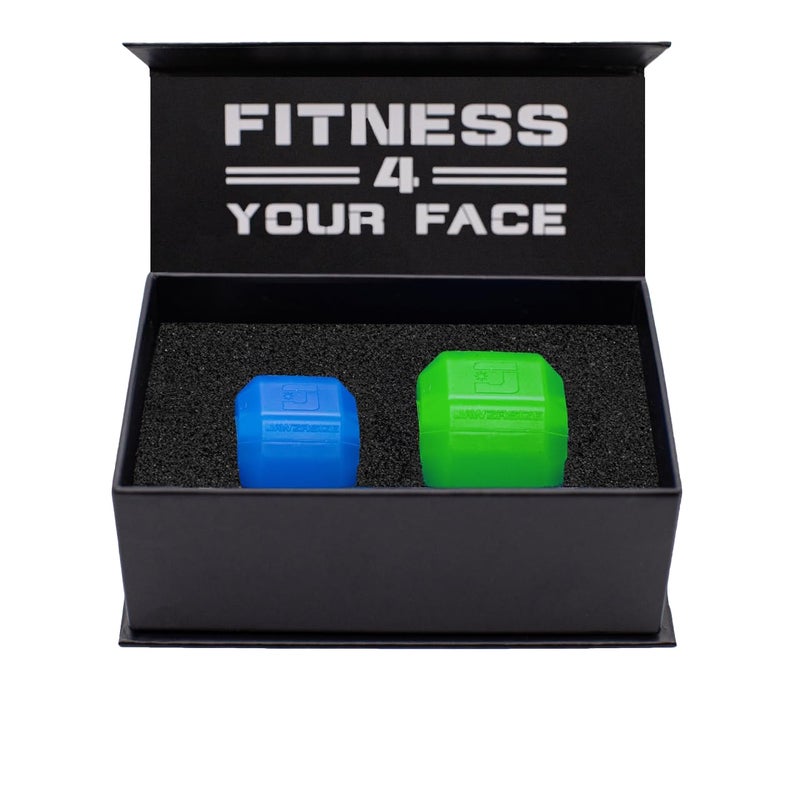 Jawzrsize Jawzrsize Jaw Exerciser for Men Pop N Go Beginner Bundle Blue and Intermediate Green Jaw Trainer Jaw Clenching Relief Double Chin Reducer Jawline Shaper and Neck Exerciser 
