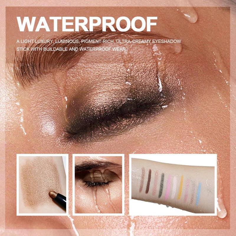 Chifure Eyeshadow Stick, Shimmer and Matte Cream Eye Shadow Brightener Sticks Eyeliner Pencil Crayon, Waterproof Long Lasting Eye Highlighter Stick Makeup,0.056 Oz(#4-Bottle Green) - Image 4