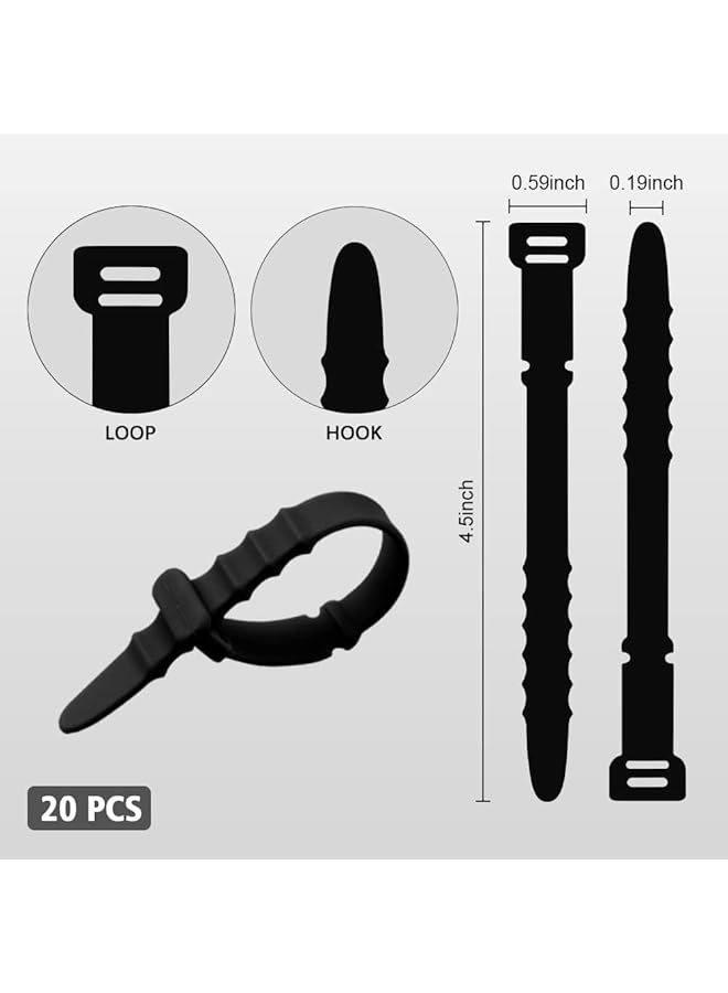 erorex Cable Ties Silicone Zip Ties Reusable Zip Ties 40 Pcs Silicone Material Five Hole Design Adjustable Size Soft Practical Portable Tool Storage Suitable For Headphone Cable Tv Cable Computer Cable - Image 2