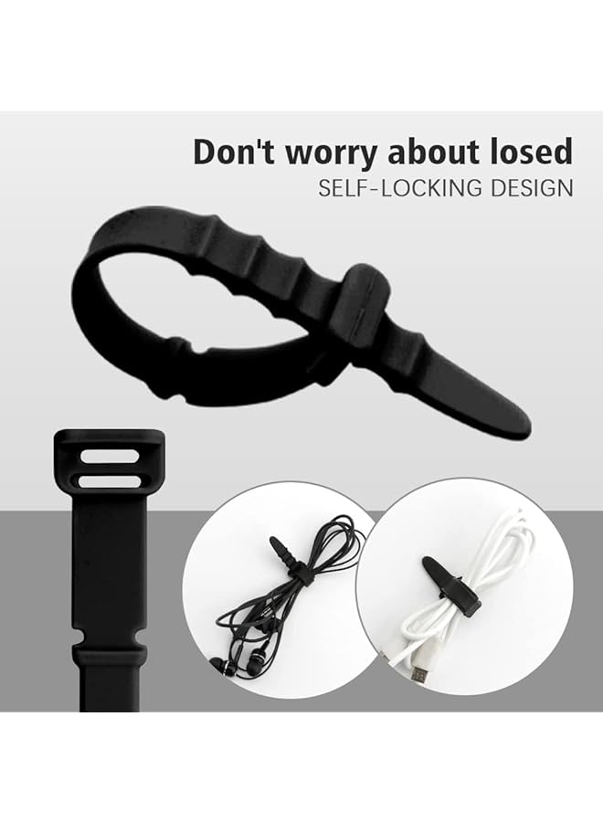 erorex Cable Ties Silicone Zip Ties Reusable Zip Ties 40 Pcs Silicone Material Five Hole Design Adjustable Size Soft Practical Portable Tool Storage Suitable For Headphone Cable Tv Cable Computer Cable - Image 5